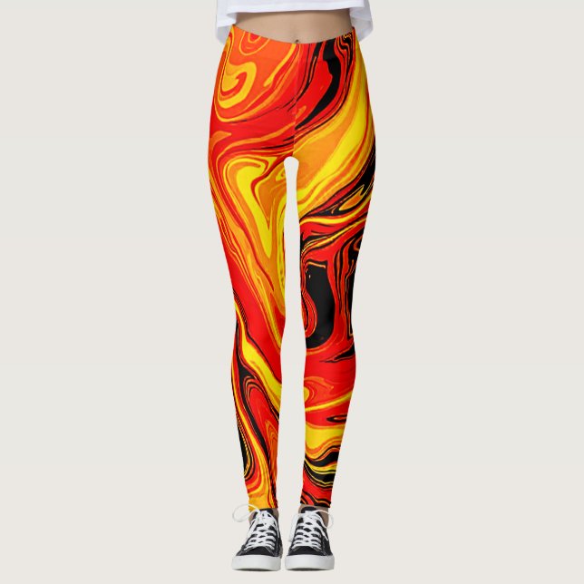 Feurige abstrakte Wirbel der Emotion Leggings (Vorderseite)