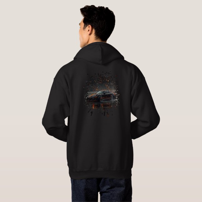 Feurige Regen Drift Auto Kapuzenpullover Hoodie (Schwarz voll)