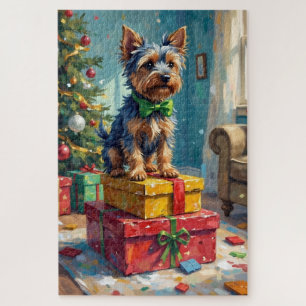 Feuriger Australian Terrier König der Weihnachtsge
