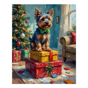 Feuriger Australian Terrier König der Weihnachtsge Poster