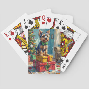 Feuriger australischer Terrier, König der Weihnach Spielkarten