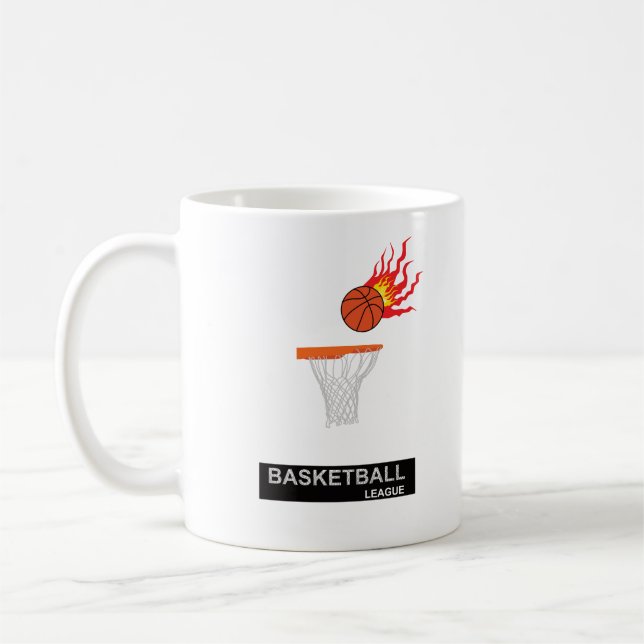 Feuriger Ball, der in den Korb geht Kaffeetasse (Links)
