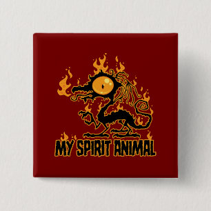 Feuriger knuspriger Drache Spirit Animal Button