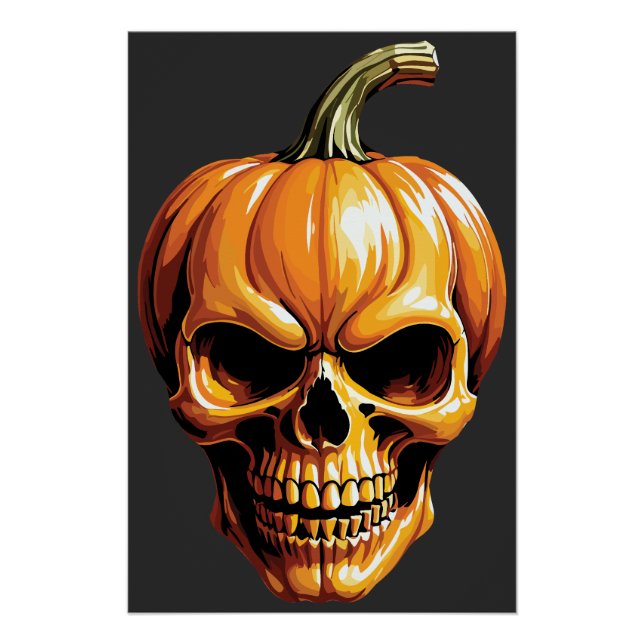 Feuriger Kürbisschädel für Halloween Poster (Vorderseite)