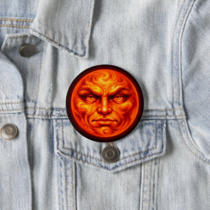 Feuriger Lava-Gesicht intensiv roter mystischer Bu Button