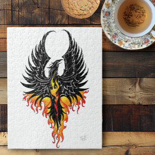 Feuriger Phönix aufsteigende Feuer Vogel schwarze 