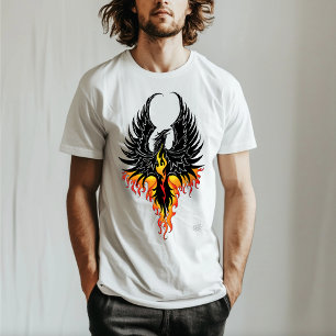 Feuriger Phönix aufsteigende Feuer Vogel schwarze T-Shirt