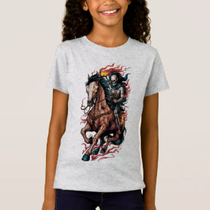 Feuriger Skeletreiter auf galoppierendem Pferd T-Shirt