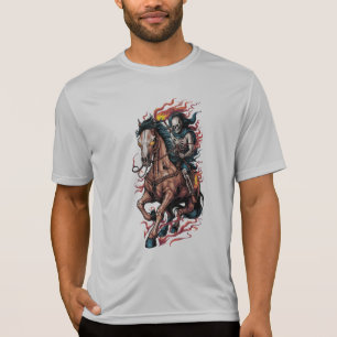 Feuriger Skelettreiter auf galoppierendem Pferd T-Shirt