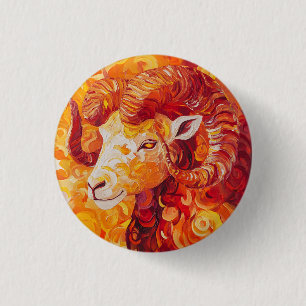 Feuriger Solar Steinbock Geist Button