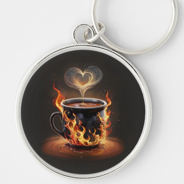 Feuriger Weihnachtskaffee mit Herzklopfkunst Schlüsselanhänger (Vorne)
