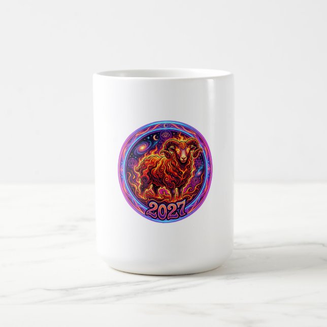 Feuriger Widder-Zodiak-Widder 2027 Kaffeetasse (Mittel)
