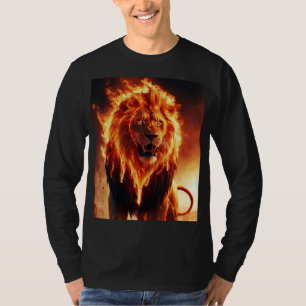 Feuriges Löwen-T-Shirt für Männer Flammender Löw T-Shirt