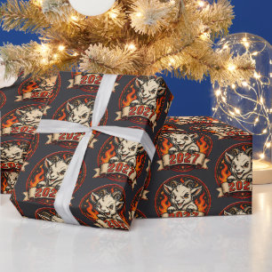 Feuriges Neujahr 2027 Süße Cartoon-Ziege-Maskottch Geschenkpapier