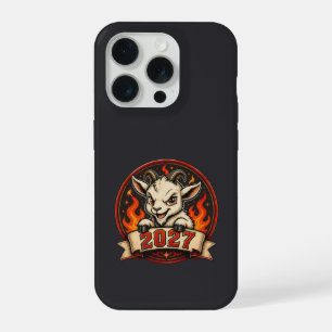 Feuriges Neujahr 2027 Süße Cartoon-Ziege-Maskottch iPhone 15 Pro Hülle