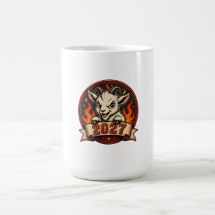 Feuriges Neujahr 2027 Süße Cartoon-Ziege Maskottch Kaffeetasse