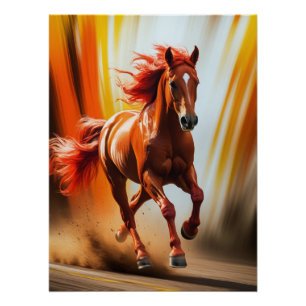 Feuriges Rennpferd – Dynamische Energie-Kunstposte Poster