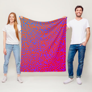 Feuriges Rot Orange Lila Großer Leopardenprint Fleecedecke