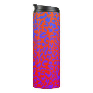 Feuriges Rot Orange Lila Großer Leopardenprint Thermosbecher
