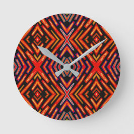 Feuriges Rot Orange Schwarz Runde Wanduhr