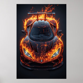 Feuriges Supersportwagen-Rennposter für Garagen-De Poster