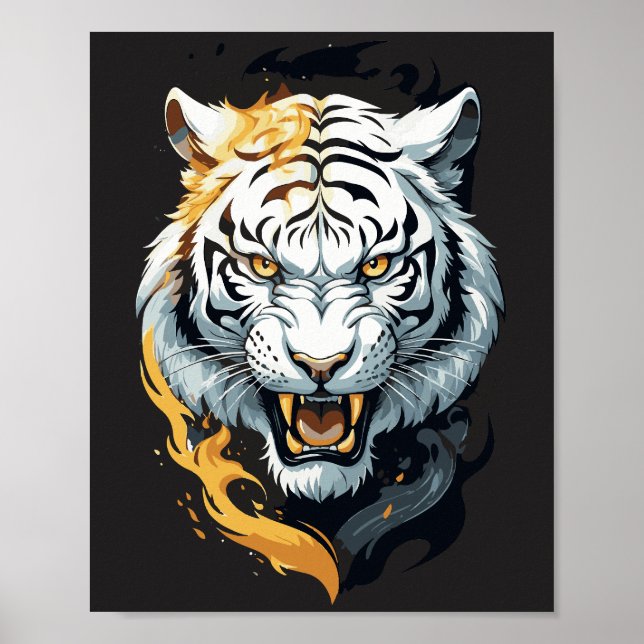 Feuriges Tigermotiv Poster (Vorne)