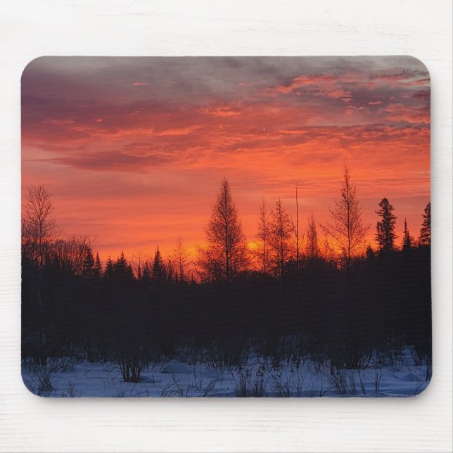 Feuriges Winter-Sonnenuntergangs-Mauspad Mousepad (Vorne)