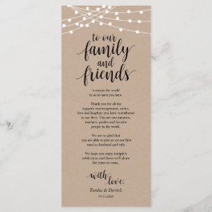 Feux à cordes, Carte de remerciements de réglage d