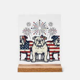 Feux d'artifice de bouledogue patriotique Gravure 