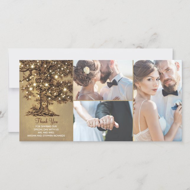 Feux de chêne rustique Mariage Merci (Devant)