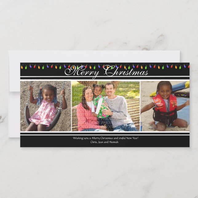 Feux de Noël 3 photos Carte de Noël (Devant)