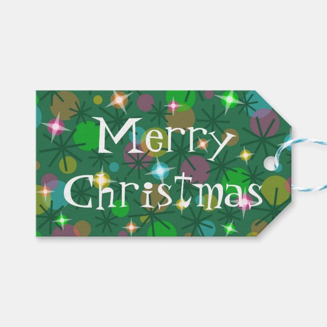 Feux de Noël Joyeux Noël étiquettes cadeaux (Devant (Horizontal))