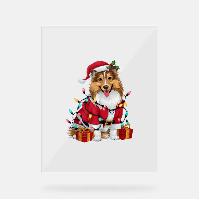 Feux de Noël Père Noël Sheltie Chien Noël _1 (Recto)