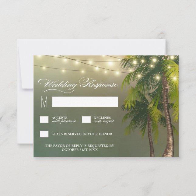 Feux de plage Palm Tree Tropical Wedding Cartes RS (Devant)