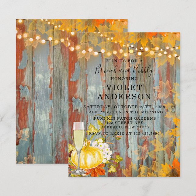 Feux de rouille de l'automne Brunch et Invitations (Devant / Derrière)