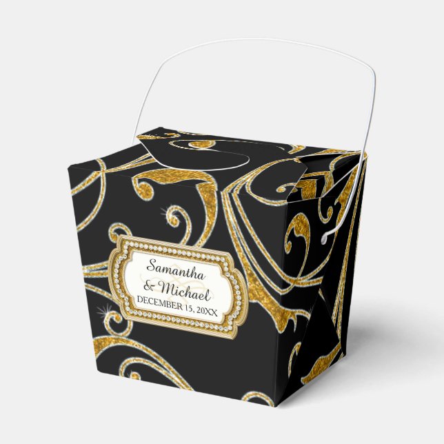 Fevor Box Glam Old Hollywood Regency Black Krawatt Geschenkschachtel (Vorderseite)