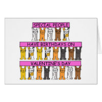 Février 14 Anniversaire Cute Cartoon Cats
