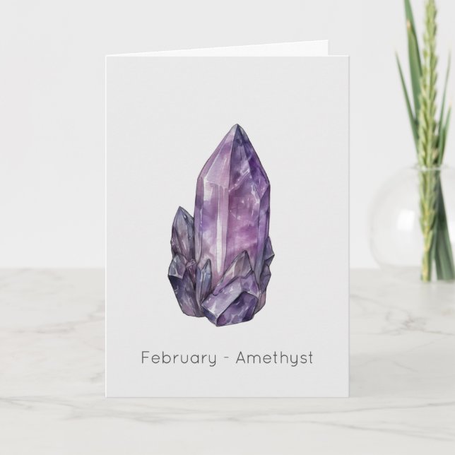 Février Birthstone Amethyst Bonne carte d'annivers (Devant)