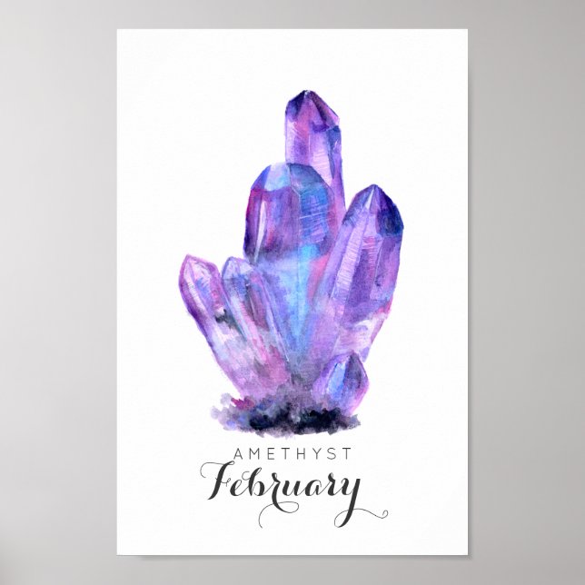 Février Birthstone - Amethyst Watercolor | Poster (Devant)