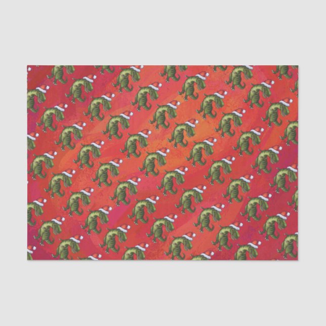Fextive TRex Dino Muster auf Red Seidenpapier (Vorderseite)