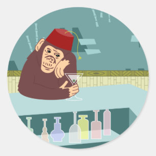 Fez Monkey Martini Bar Runder Aufkleber