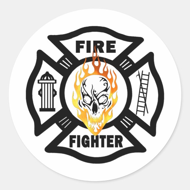 FF Flaming Skull Runder Aufkleber (Vorderseite)