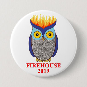 FH blauer Eulen-Knopf Button