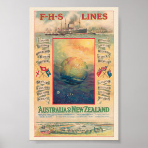 FHS Lines Australie Poster vintage 1906