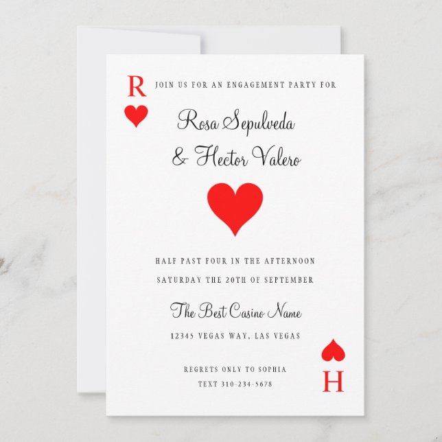 Fiançailles de carte de jeu de Las Vegas Poker (Devant)