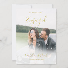 Fiançailles Elegant Gold Photo Overlay Invitation
