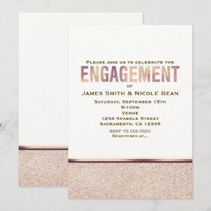 Fiançailles Faux Rose Gold Champagne Invitation
