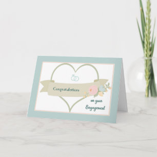 Fiançailles Félicitations Cartes Coeur et anneaux