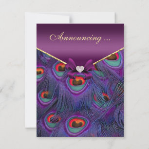 Fiançailles Peacock Plum violet Faire-part