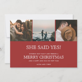 Fiançailles photo Noël trois Faire-part